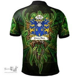 ScotsTee Shop Welsh Llwn Hen ancestor of Gwynfardd Coat of Arms Family Crest Wales Polo Shirt Green Celtic God Polo Shirt