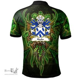 ScotsTee Shop Welsh Hooks of Conwy Caernarfonshire Coat of Arms Family Crest Wales Polo Shirt Green Celtic God Polo Shirt