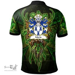 ScotsTee Shop Welsh Moris of Caswilia Brawdy Pembrokeshire Coat of Arms Family Crest Wales Polo Shirt Green Celtic God Polo Shirt