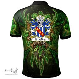 ScotsTee Shop Welsh Stradling of St. Donats Glamorgan Coat of Arms Family Crest Wales Polo Shirt Green Celtic God Polo Shirt