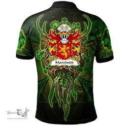 ScotsTee Shop Welsh Maredudd or Meredith AP BLEDDYN AP CYNFYN Coat of Arms Family Crest Wales Polo Shirt Green Celtic God Polo Shirt
