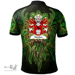 ScotsTee Shop Welsh Watkin AP JOHN HIR of Breconshire Coat of Arms Family Crest Wales Polo Shirt Green Celtic God Polo Shirt