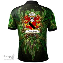 ScotsTee Shop Welsh Pontefract of Denbighshire Coat of Arms Family Crest Wales Polo Shirt Green Celtic God Polo Shirt
