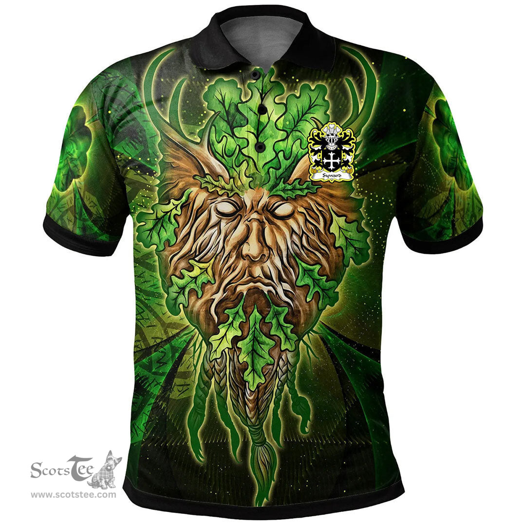 ScotsTee Shop Welsh Syward or Siward lord of Rhutin Glamorgan Coat of Arms Family Crest Wales Polo Shirt Green Celtic God Polo Shirt