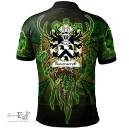 ScotsTee Shop Welsh Ravenscroft of Bretton Hawarden Flint Coat of Arms Family Crest Wales Polo Shirt Green Celtic God Polo Shirt