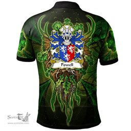 ScotsTee Shop Welsh Powell of Perth hir Monmouthshire Coat of Arms Family Crest Wales Polo Shirt Green Celtic God Polo Shirt