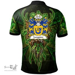 ScotsTee Shop Welsh Langston of Langiston Monmouthshire Coat of Arms Family Crest Wales Polo Shirt Green Celtic God Polo Shirt