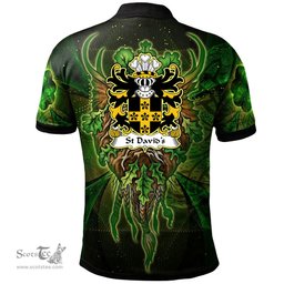 ScotsTee Shop Welsh St Davids Diocese of Coat of Arms Family Crest Wales Polo Shirt Green Celtic God Polo Shirt