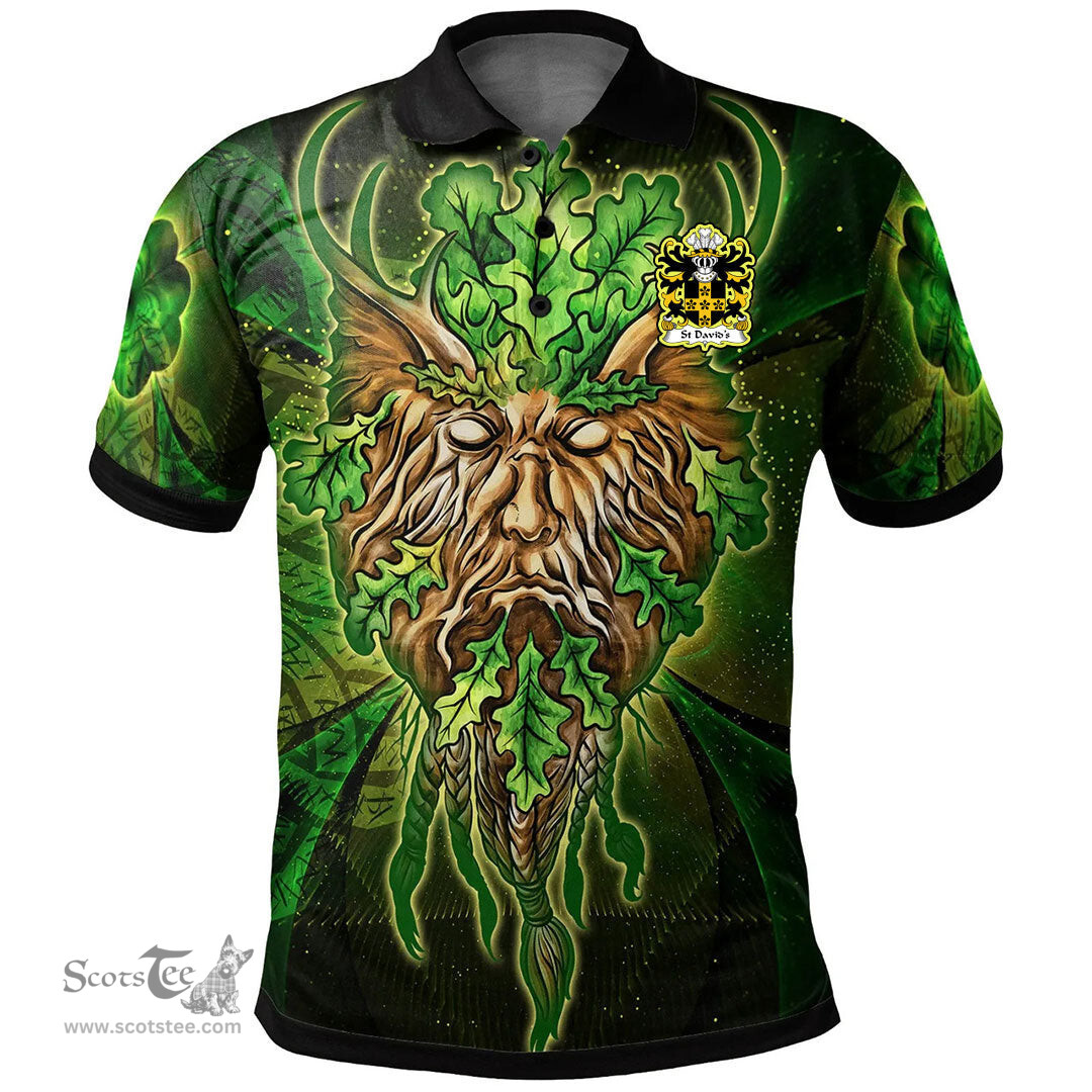 ScotsTee Shop Welsh St Davids Diocese of Coat of Arms Family Crest Wales Polo Shirt Green Celtic God Polo Shirt