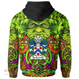 ScotsTee Shop Welsh Baskerville of Eardisley Herefordshire Coat of Arms Family Crest Wales Hoodie Celtic Green Man Hoodie