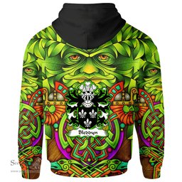 ScotsTee Shop Welsh Bleddyn AP BLEDRUS Coat of Arms Family Crest Wales Hoodie Celtic Green Man Hoodie