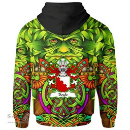ScotsTee Shop Welsh Boyle Herefordshire m. Hywel Gwyn Coat of Arms Family Crest Wales Hoodie Celtic Green Man Hoodie