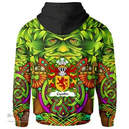 ScotsTee Shop Welsh Cynfin AP GWERYSTAN Coat of Arms Family Crest Wales Hoodie Celtic Green Man Hoodie
