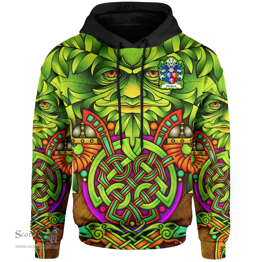 ScotsTee Shop Welsh Herbert 1st Earl of Pembrokeshire Coat of Arms Family Crest Wales Hoodie Celtic Green Man Hoodie