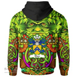 ScotsTee Shop Welsh Elian GEIMIAD Saint Coat of Arms Family Crest Wales Hoodie Celtic Green Man Hoodie