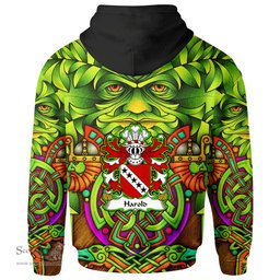 ScotsTee Shop Welsh Harold of Haroldston Pembrokeshire Coat of Arms Family Crest Wales Hoodie Celtic Green Man Hoodie