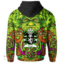 ScotsTee Shop Welsh Gwyn AP GWAITHFOED of Castell gwyn Coat of Arms Family Crest Wales Hoodie Celtic Green Man Hoodie
