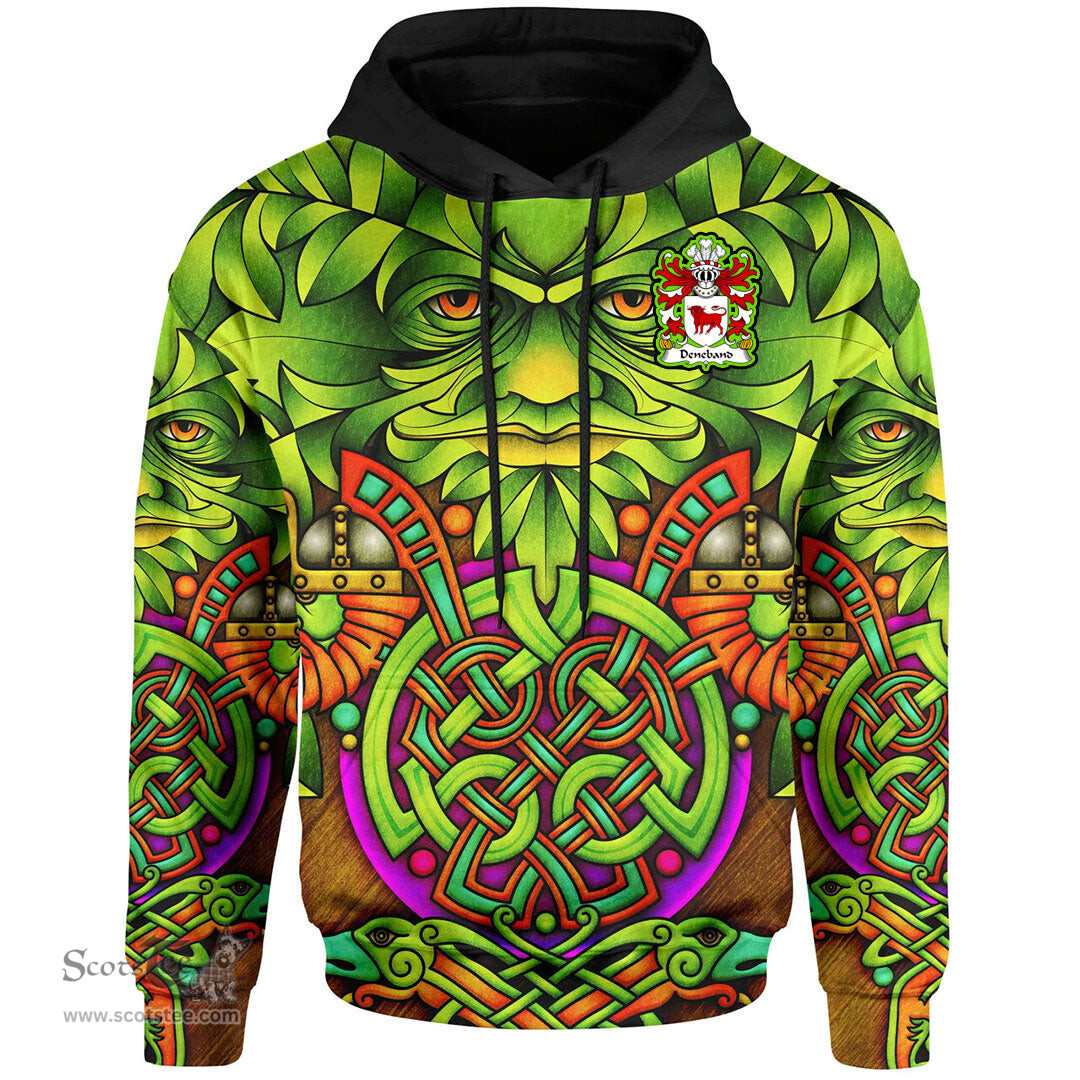 ScotsTee Shop Welsh Deneband or DENEBAUD of Gwent Coat of Arms Family Crest Wales Hoodie Celtic Green Man Hoodie