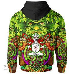 ScotsTee Shop Welsh Hilton of Denbighshire Coat of Arms Family Crest Wales Hoodie Celtic Green Man Hoodie