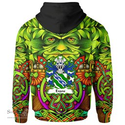 ScotsTee Shop Welsh Evans of Chester Coat of Arms Family Crest Wales Hoodie Celtic Green Man Hoodie