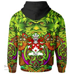 ScotsTee Shop Welsh Dyer of Haverfordwest Carmarthenshire Coat of Arms Family Crest Wales Hoodie Celtic Green Man Hoodie