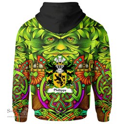 ScotsTee Shop Welsh Philipps of Picton Carmenthenshire Coat of Arms Family Crest Wales Hoodie Celtic Green Man Hoodie