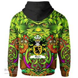 ScotsTee Shop Welsh Rhun AP GRONWY Coat of Arms Family Crest Wales Hoodie Celtic Green Man Hoodie