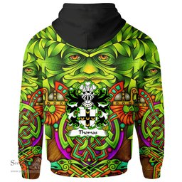 ScotsTee Shop Welsh Thomas of Caernarfonshire Coat of Arms Family Crest Wales Hoodie Celtic Green Man Hoodie