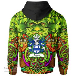 ScotsTee Shop Welsh Parry of Poston Herefordshire Coat of Arms Family Crest Wales Hoodie Celtic Green Man Hoodie