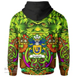 ScotsTee Shop Welsh Langston of Langiston Monmouthshire Coat of Arms Family Crest Wales Hoodie Celtic Green Man Hoodie
