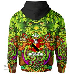 ScotsTee Shop Welsh Pontefract of Denbighshire Coat of Arms Family Crest Wales Hoodie Celtic Green Man Hoodie
