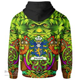 ScotsTee Shop Welsh Meredith of Stansty Denbighshire Coat of Arms Family Crest Wales Hoodie Celtic Green Man Hoodie