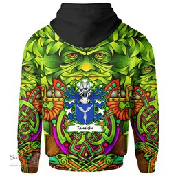 ScotsTee Shop Welsh Tomkin of Shocklach Cheshire Coat of Arms Family Crest Wales Hoodie Celtic Green Man Hoodie