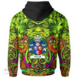 ScotsTee Shop Welsh Powell of Perth hir Monmouthshire Coat of Arms Family Crest Wales Hoodie Celtic Green Man Hoodie