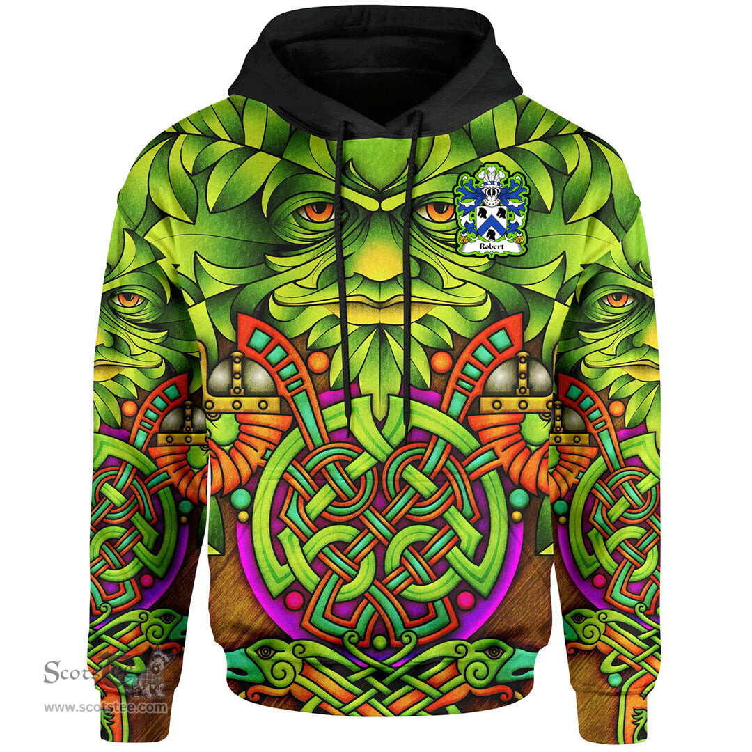 ScotsTee Shop Welsh Robert AP DAFYDD AP RHYS Coat of Arms Family Crest Wales Hoodie Celtic Green Man Hoodie