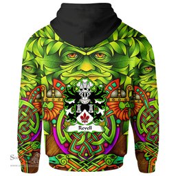 ScotsTee Shop Welsh Revell of Cilgerran Pembrokeshire Coat of Arms Family Crest Wales Hoodie Celtic Green Man Hoodie