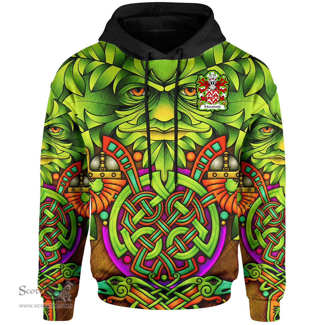 ScotsTee Shop Welsh Maredudd or Meredith AP MORGAN Coat of Arms Family Crest Wales Hoodie Celtic Green Man Hoodie