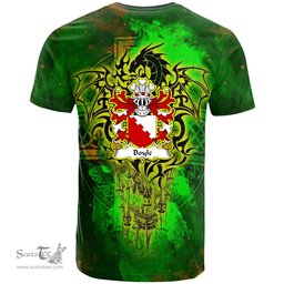 ScotsTee Shop Welsh Boyle Herefordshire m. Hywel Gwyn Coat of Arms Family Crest Wales T Shirt Celtic Dragon Castle Pattern T Shirt