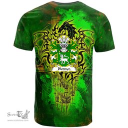 ScotsTee Shop Welsh Bleddyn AP MAENYRCH Coat of Arms Family Crest Wales T Shirt Celtic Dragon Castle Pattern T Shirt