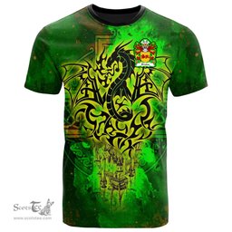 ScotsTee Shop Welsh Brutus AP JULIUS AB ASCANIUS Coat of Arms Family Crest Wales T Shirt Celtic Dragon Castle Pattern T Shirt