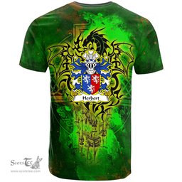 ScotsTee Shop Welsh Herbert 1st Earl of Pembrokeshire Coat of Arms Family Crest Wales T Shirt Celtic Dragon Castle Pattern T Shirt