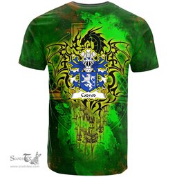ScotsTee Shop Welsh Cadrod CALCHFYNYDD Coat of Arms Family Crest Wales T Shirt Celtic Dragon Castle Pattern T Shirt