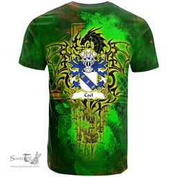 ScotsTee Shop Welsh Coel or Coilus self declared King of Britain Coat of Arms Family Crest Wales T Shirt Celtic Dragon Castle Pattern T Shirt