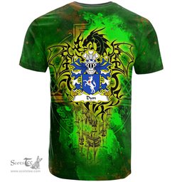 ScotsTee Shop Welsh Dun or DONNE Sir Daniel Coat of Arms Family Crest Wales T Shirt Celtic Dragon Castle Pattern T Shirt
