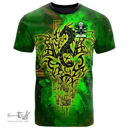 ScotsTee Shop Welsh Cydifor AP DINAWAL Coat of Arms Family Crest Wales T Shirt Celtic Dragon Castle Pattern T Shirt