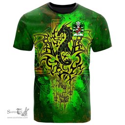 ScotsTee Shop Welsh Rhys AB EINION SAIS Coat of Arms Family Crest Wales T Shirt Celtic Dragon Castle Pattern T Shirt