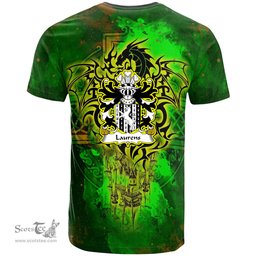 ScotsTee Shop Welsh Laurens AP WILLIAM AP DAFYDD Coat of Arms Family Crest Wales T Shirt Celtic Dragon Castle Pattern T Shirt