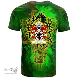 ScotsTee Shop Welsh Scriven of Frodesley Shropshire Coat of Arms Family Crest Wales T Shirt Celtic Dragon Castle Pattern T Shirt
