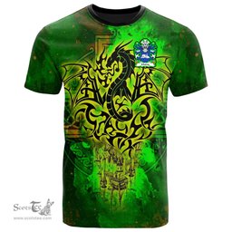 ScotsTee Shop Welsh Madog AP RHYS Coat of Arms Family Crest Wales T Shirt Celtic Dragon Castle Pattern T Shirt