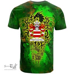 ScotsTee Shop Welsh Mainwaring branches in North Wales Coat of Arms Family Crest Wales T Shirt Celtic Dragon Castle Pattern T Shirt